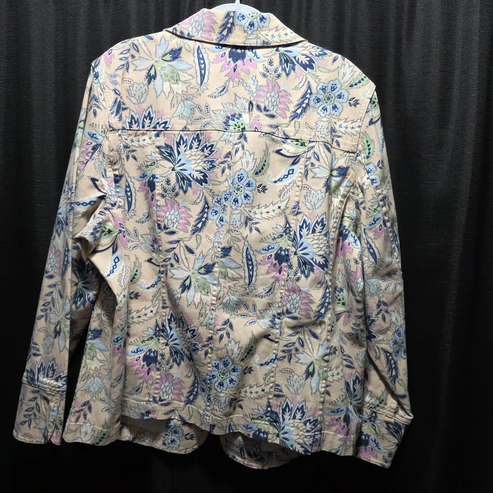 Charter Club Pink and Blue Floral Jeans Jacket, Womens‎ Size 2X